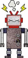 retro grunge texture cartoon dancing robot vector
