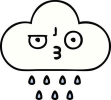 linda nube de lluvia de dibujos animados vector