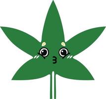 flat color retro cartoon marijuana leaf vector
