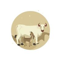 Flat design of cow and goat characters vector