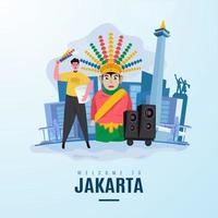 marioneta tradicional de jakarta o diseño plano ondel-ondel vector