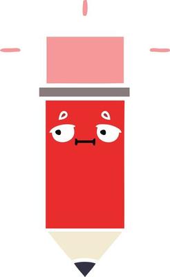 flat color retro cartoon pencil