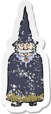 retro distressed sticker of a cartoon wizard