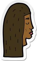 sticker of a cartoon female face profile vector