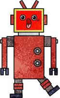 robot de dibujos animados de textura grunge retro vector