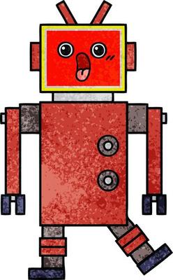 retro grunge texture cartoon robot