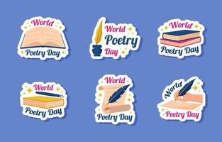 World Poetry Day Sticker Template vector