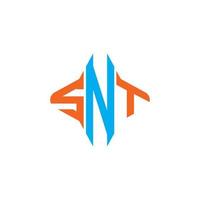 diseño creativo del logotipo de la letra snt con gráfico vectorial vector