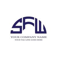 diseño creativo del logotipo de la letra sfw con gráfico vectorial vector