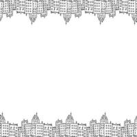 patrón horizontal sin costuras con edificios de la ciudad. fondo de la ciudad vector