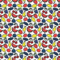 Seamless pattern with fruits icons. Colored doodle fruits pattern. Food background vector