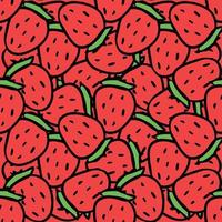 Seamless strawberry pattern. Doodle vector with strawberry icons. Vintage strawberry pattern