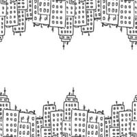 patrón horizontal sin costuras con edificios de la ciudad. fondo de la ciudad vector