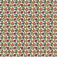 Seamless pattern with vegetables icons. Colored doodle vegetables pattern. Food background vector