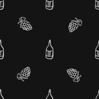 seamless wine pattern. vector doodle illustration with wine and grape. pattern with wine