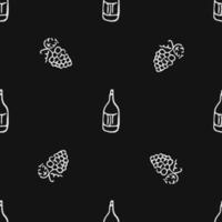 patrón de vino sin costuras. ilustración de fideos vectoriales con vino y uva. patrón con vino vector