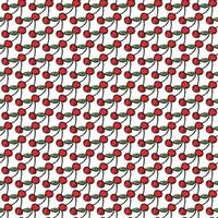 Seamless cherry pattern. Doodle vector with red cherry icons. Vintage cherry pattern