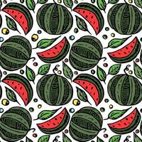 seamless watermelon pattern. colored vector doodle illustration with watermelon. pattern with watermelon