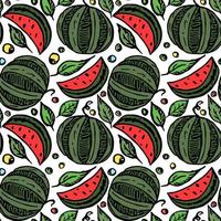 seamless watermelon pattern. colored vector doodle illustration with watermelon. pattern with watermelon