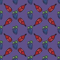 seamless wine pattern. vector doodle illustration with wine and grape. pattern with wine