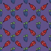 seamless wine pattern. vector doodle illustration with wine and grape. pattern with wine