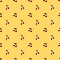 Seamless cherry pattern. Doodle vector with red cherry icons. Vintage cherry pattern