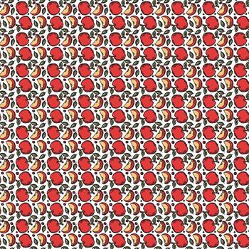 Seamless apple pattern. Colored seamless doodle pattern with red apples vector