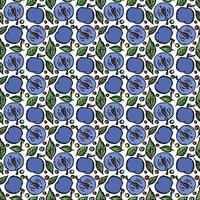 Seamless plum pattern. Colored plum background. Doodle vector illustration with fruits