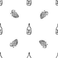 seamless wine pattern. vector doodle illustration with wine and grape. pattern with wine