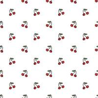 Seamless cherry pattern. Doodle vector with red cherry icons. Vintage cherry pattern
