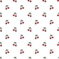 Seamless cherry pattern. Doodle vector with red cherry icons. Vintage cherry pattern