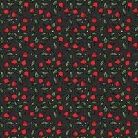 Seamless cherry pattern. Doodle vector with red cherry icons. Vintage cherry pattern