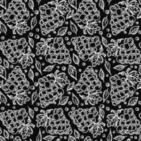 Seamless grape pattern. Doodle vector with grape icons. Vintage grape pattern