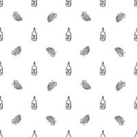 seamless wine pattern. vector doodle illustration with wine and grape. pattern with wine