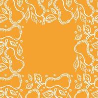 Seamless pear pattern with place for text. Black and white pear background. Doodle vector illustration with fruits