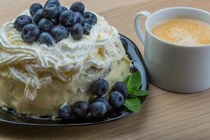 Coffee with blueberry cake photo
