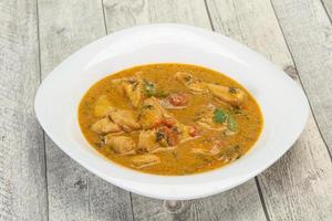 Traditional thai curry chicken soup photo