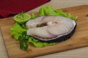 Raw blue shark steak photo