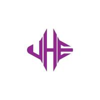 diseño creativo del logotipo de la letra uhe con gráfico vectorial vector