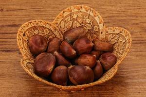 Chestnut heap in the bowl photo