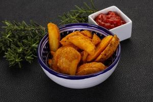 Fried potato slices photo