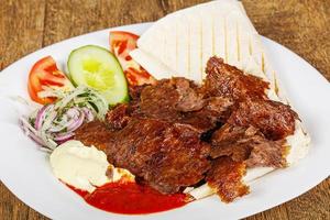 Doner in the plate with meat photo