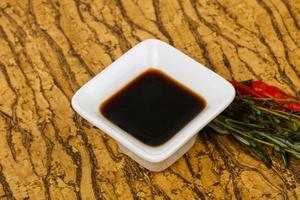 Soya sauce in the bowl photo