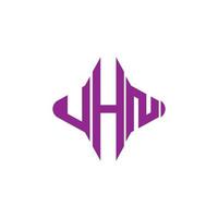 diseño creativo del logotipo de la letra uhn con gráfico vectorial vector