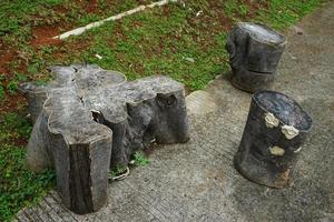 Natural seating from big wood rods . This used wood is usually used for seats in indonesia photo