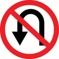 circular single white. red and black no u-turn symbol. do not u turn sign on white background. traffic sign. vector