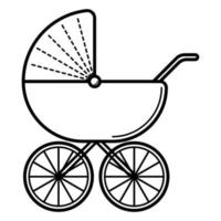 Stroller. Baby icon on a white background, line vector design.