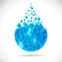 gota azul de agua limpia hecha de pequeñas gotas, ilustración vectorial. vector