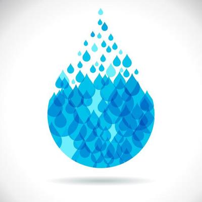 Clean water blue drop made of small drops, vector illustration.