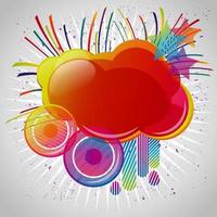 Abstract background with design elements. Cloud for your text, stars, speakers, raindrops. Vector illustration.